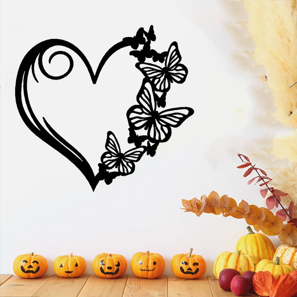 Металлическая Настенная картина с изображением бабочки и сердца для сада