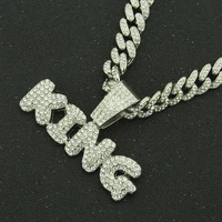 hip hop iced out cuban chains bling diamond letter king pendant mens necklaces miami gold chain charm mens jewelry choker gifts