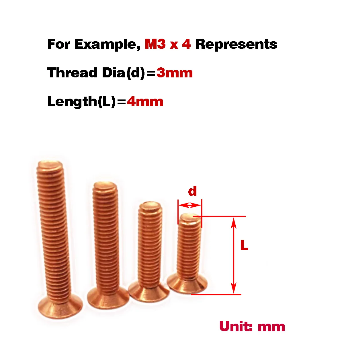 

Red Copper Flat Head Phillips Screw / Countersunk Head Bolt M3-M6