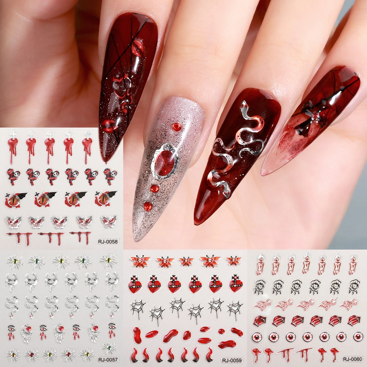 Наклейки для ногтей на Хэллоуин 4 шт.