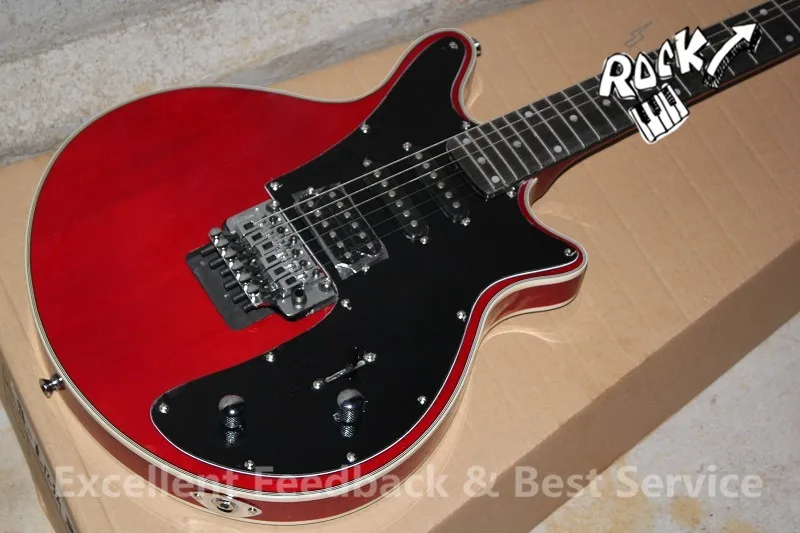 

Best Price Guild BM01 Brian May Signature Red Guitar Black Pickguard Floyd Rose Tremolo 22 Frets China OEM Guitars Factory