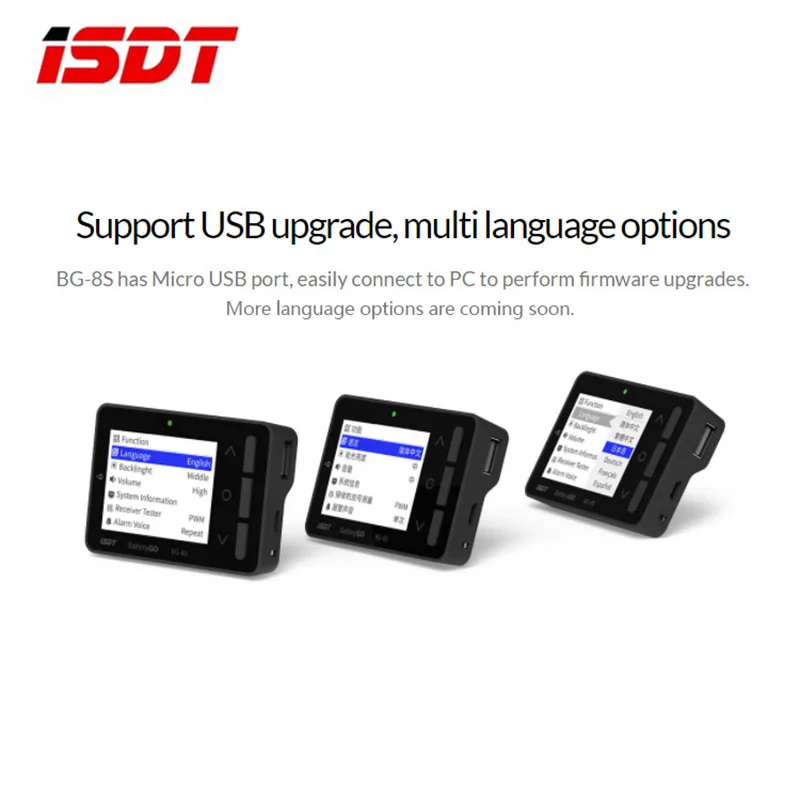 ISDT BattGo BG-8S Smart Battery Checker Balancer Receiver Signal Tester 2.4 IPS LCD Support USB Multi Language Quick Charge enlarge