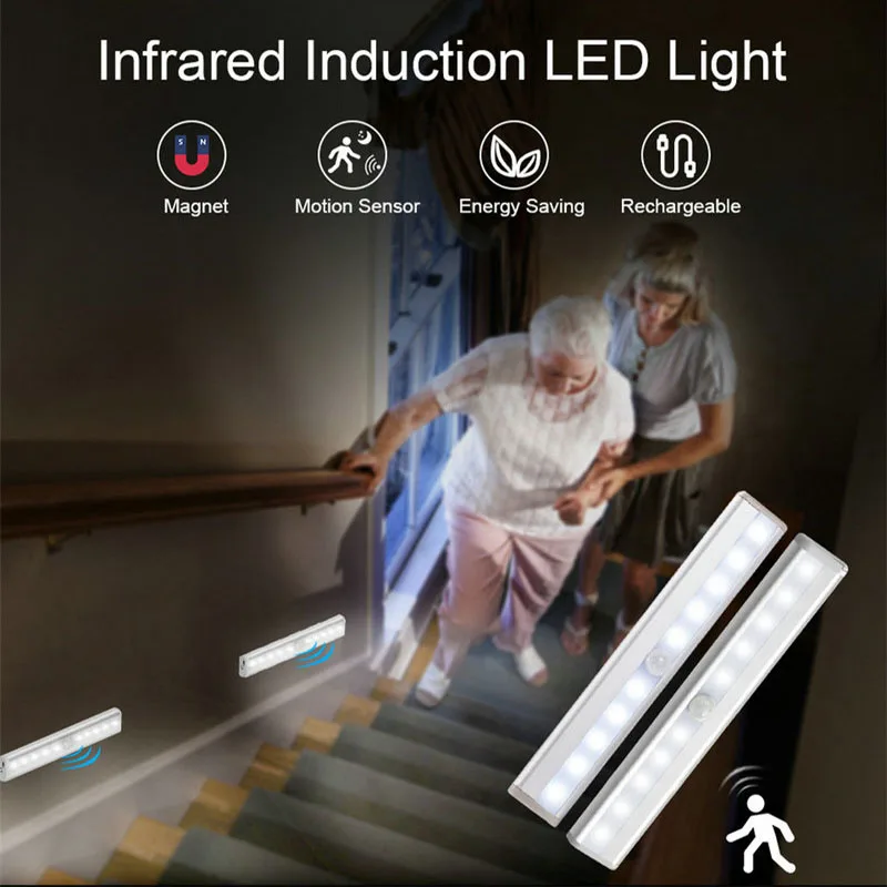 

LED Cabinet Night Light USB Charging Sensor Light For Kitchen Bedroom Living Room Wardrobe Closet Cupboard Door Lamp Dropship