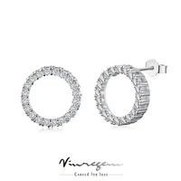 vinregem 925 sterling silver round vvs white sapphire simulated moissanite studs earrings for women gifts drop shipping