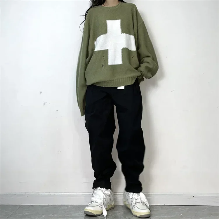 KAPITAL Hirata Hohiro свободный свитер с перекрестным принтом осень-зима вязаный модный