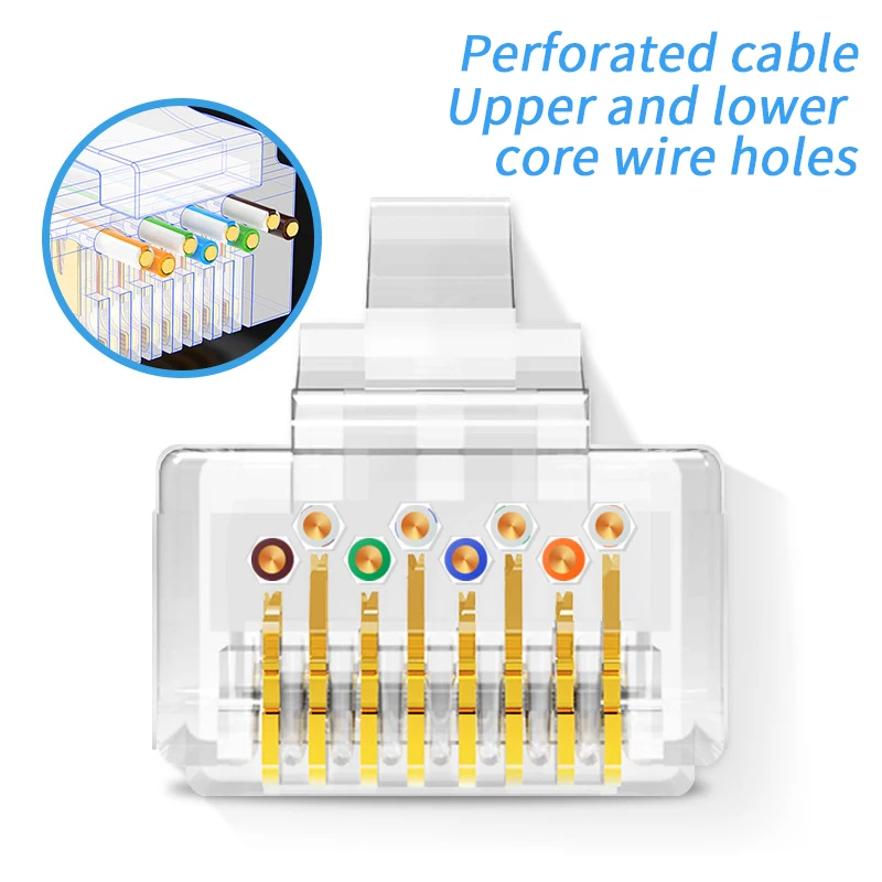 

Прозрачный стабильный коннектор для сетевого кабеля передачи 20/50/100 8p8c Rj45 Cat7, подключение кабеля