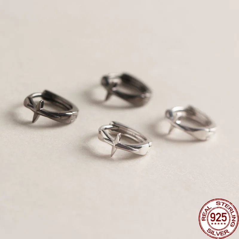 

E087 Персонализированные серебряные серьги-кресты в стиле Chaoren, корейские минималистичные серьги из стерлингового серебра S925 для мужчин и же...