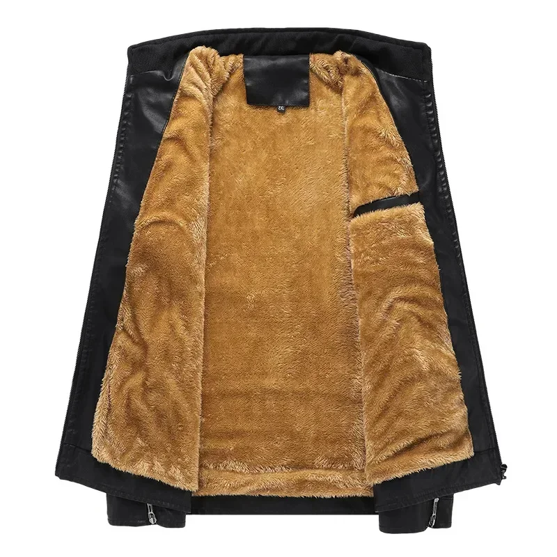 Осенне-зимняя мужская мотоциклетная кожаная куртка винтажная черная желтая