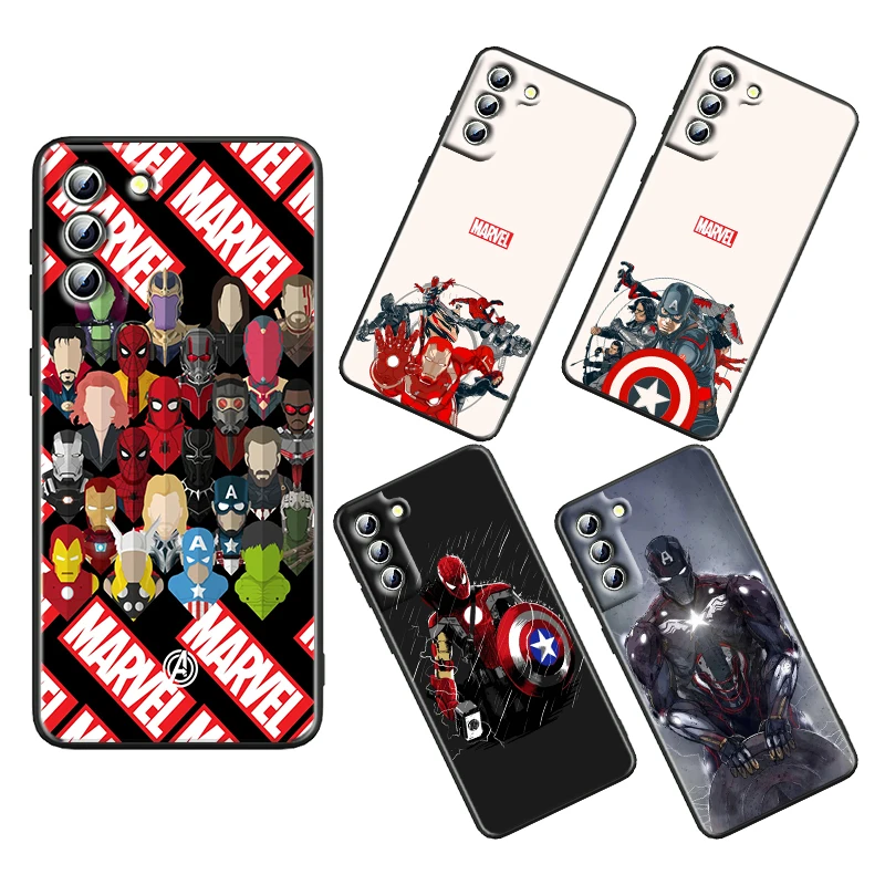 

Marvel Avengers superheroes For Samsung Galaxy S22 S21 S20 S10 S10e S9 S8 S7 PRO Ultra Plus FE Lite Black luxury Soft Phone Case