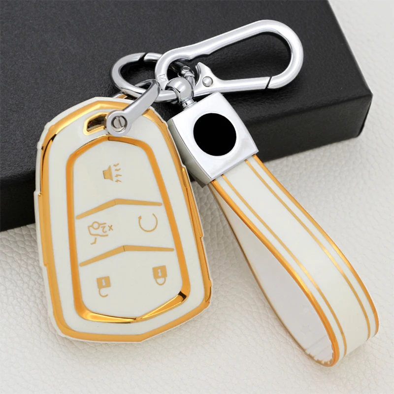 

4/5 Buttons Soft TPU Car Key Case Cover Shell For Cadillac Escalade CTS XTS ATS ATS-L XLS SRX 2015 28T CTS-V XT5 CT6 Accessories
