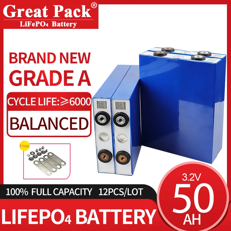 

12 шт., литий-ионные аккумуляторы, 3,2 В, 50 Ач