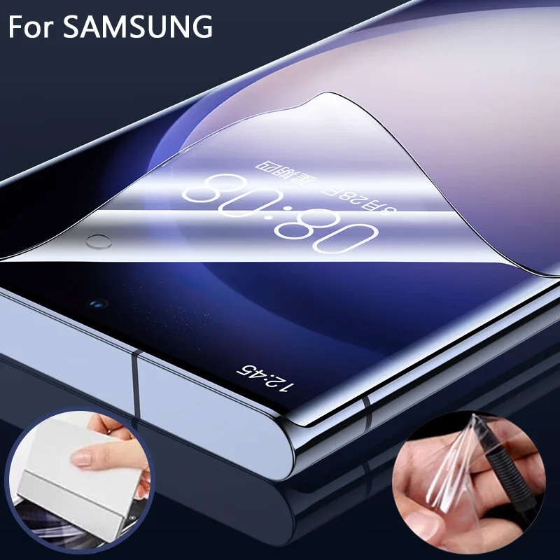 HD Hydrogel Film For Samsung Galaxy S23 S22 S21 S20 Plus Ultra FE Full Cover Screen Protector Samsung Note 20 10 9 S10 Lite E 5G