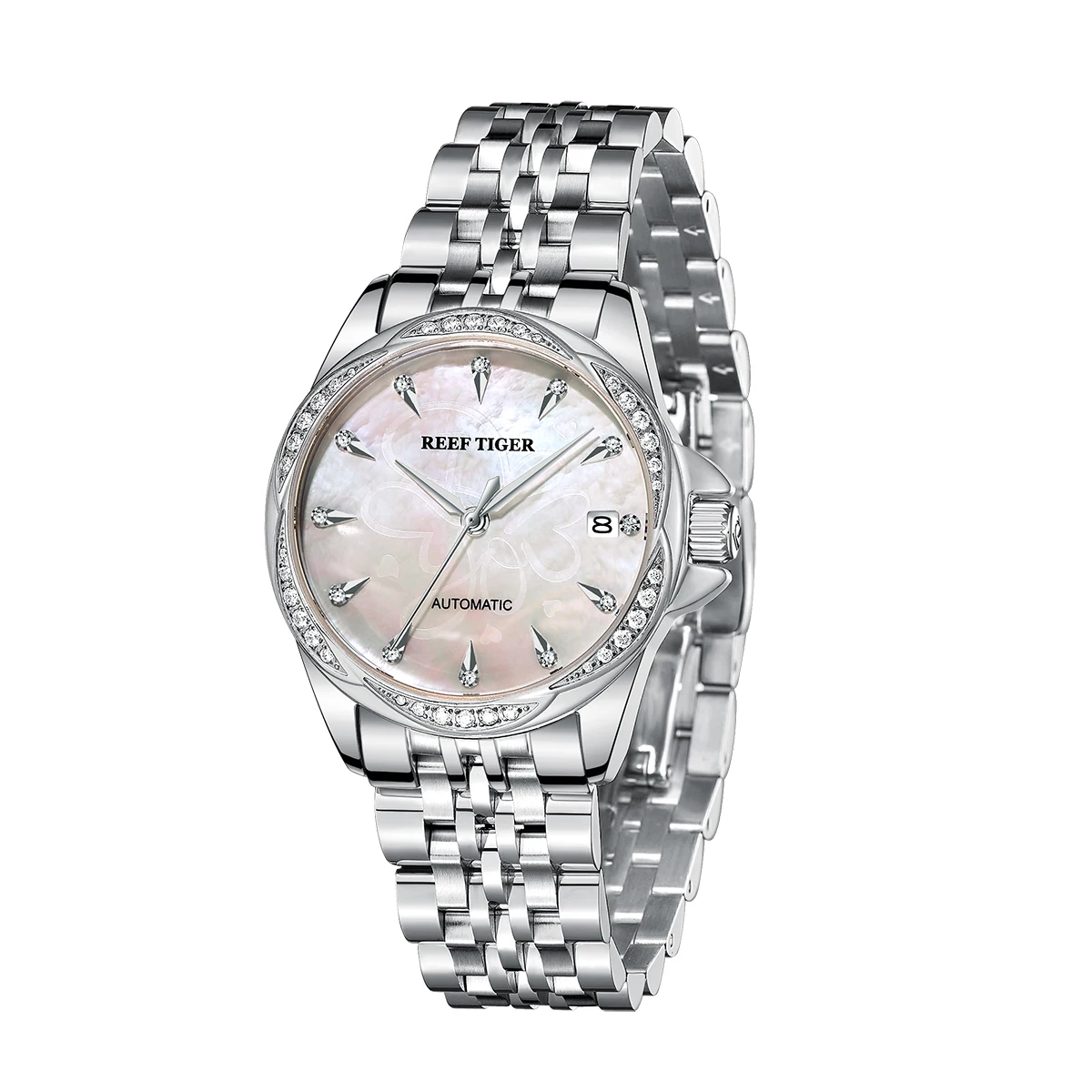 Reef Tiger/RT Sapphire Crystal Women Mechanical Watch Luxury Brand Women Automatic Watch Diamond Dress Watch RGA1583-2 enlarge