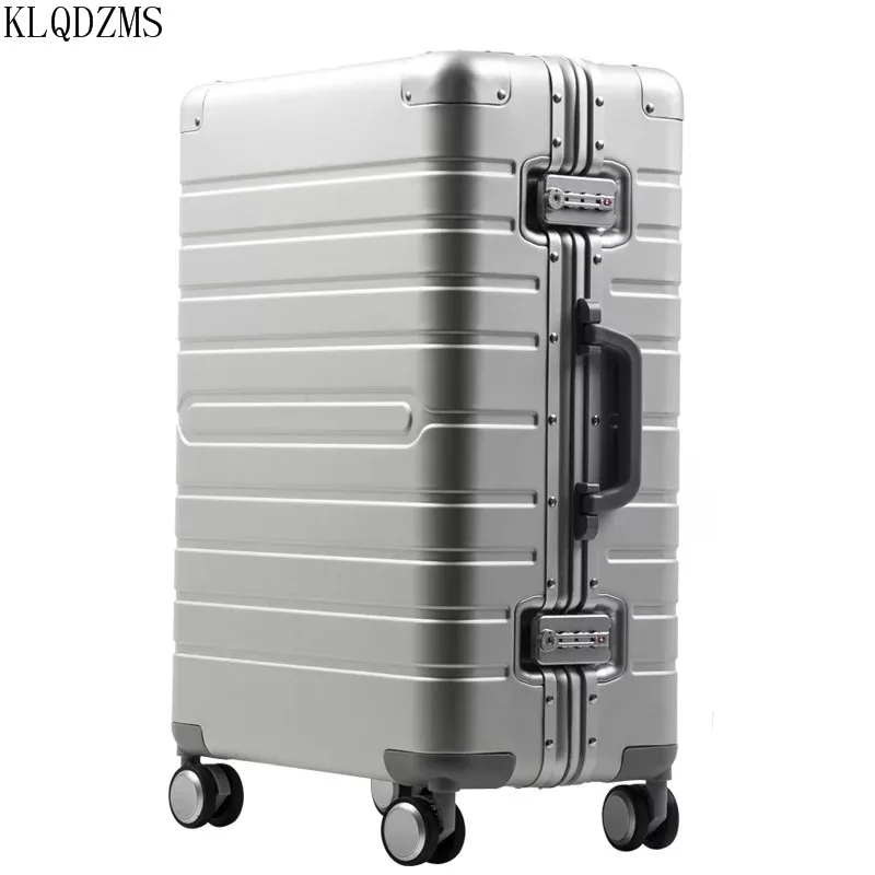 KLQDZMS 20’’24’’28 Inch New Men's Luggage with Wheels Aluminium Trolley Suitcase Woman's Innovative Swivel Roller Travel Bag