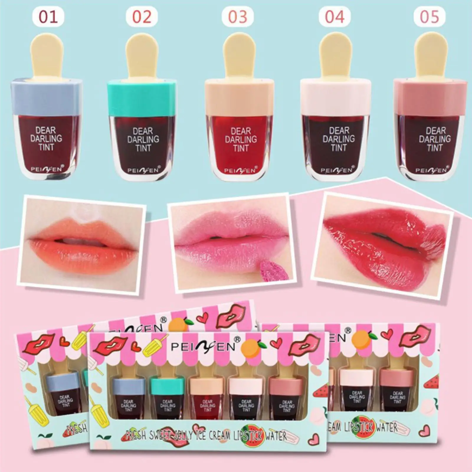 

HEALLOR Ice Cream Fruit Lip Glaze Lasting Waterproof Mirror Lip Gloss Cute Kids Lip Liquid Lipstick Cosmetic Glitter Lipgloss