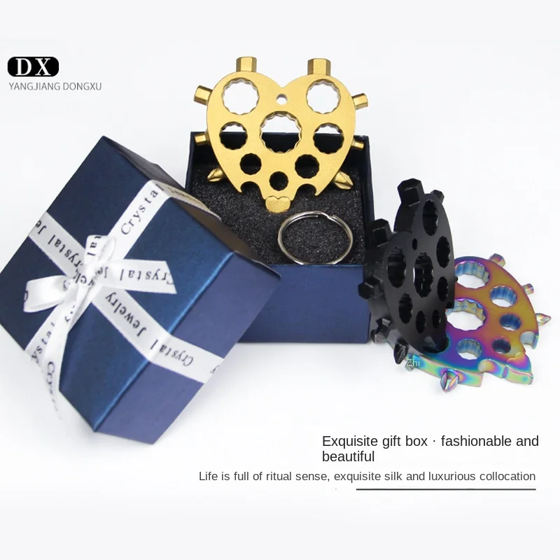 

Multifunctional snow spanner heart-shaped tool stainless steel octagonal spanner hexagonal 20 in 1 portable small tool