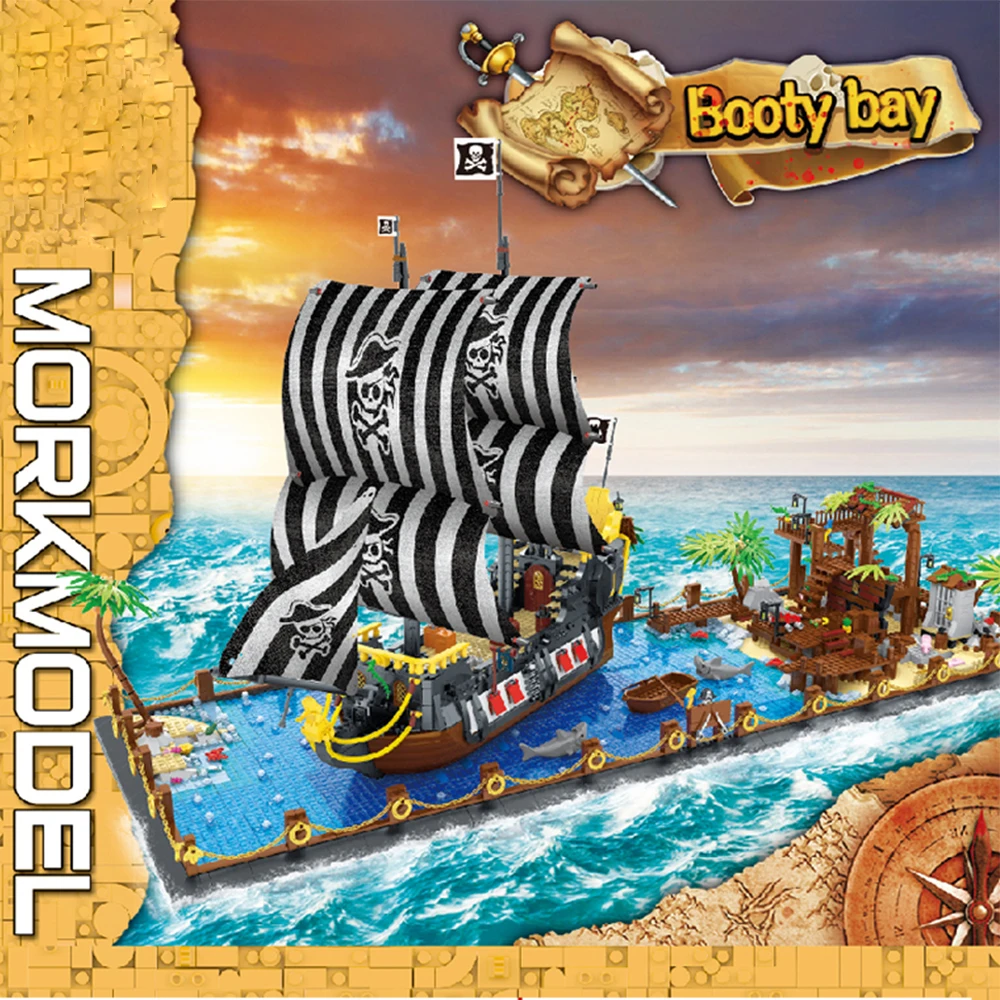 

New Creative Ideas Series Booty Bay Bricks Pirate Ship Model Kit Building Blocks Educational Kids Toys Christmas Gifts Sailboat