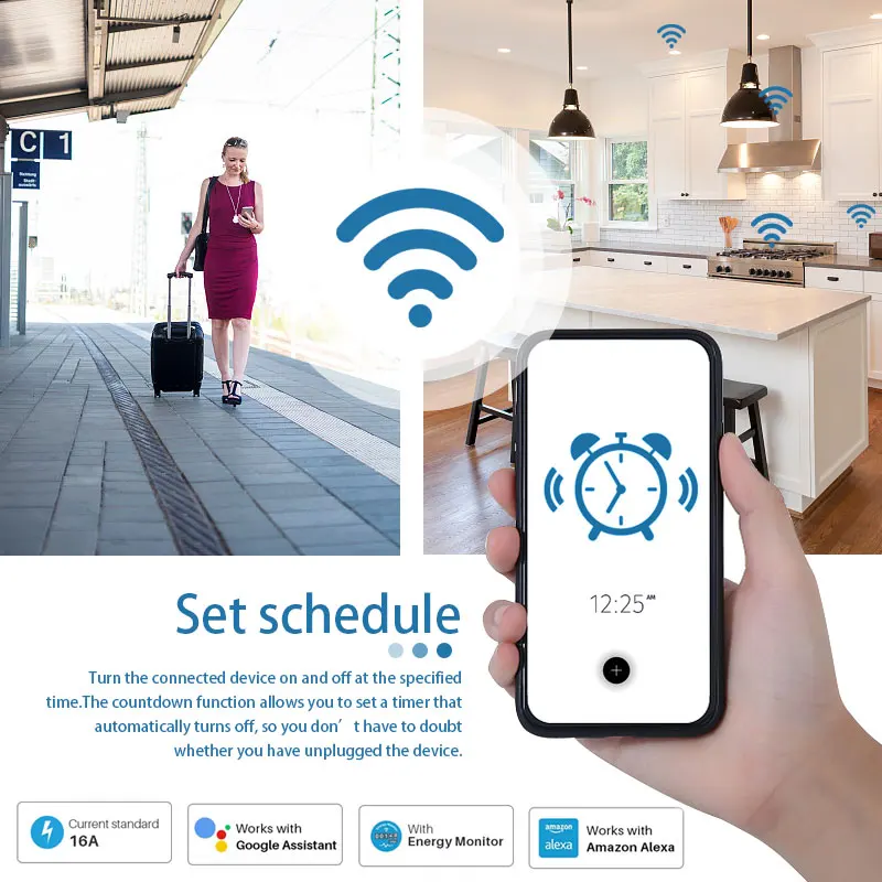 Смарт-розетка Aubess с поддержкой Wi-Fi 16 А