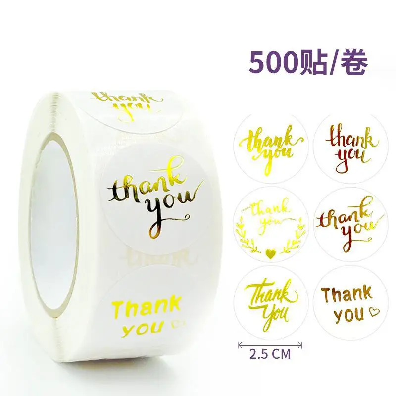 

500 Pcs Gold Foil Thank You Stickers Lables for Baking Packaging,Envelope Seals, Small Business,White Stickers Tags for Wedding