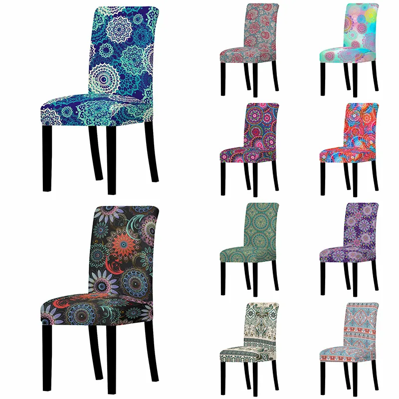 

Чехол Mandala для кресла, современные съемные эластичные чехлы из полиэстера и спандекса, защитный чехол для стула, чехол для банкета, столовой