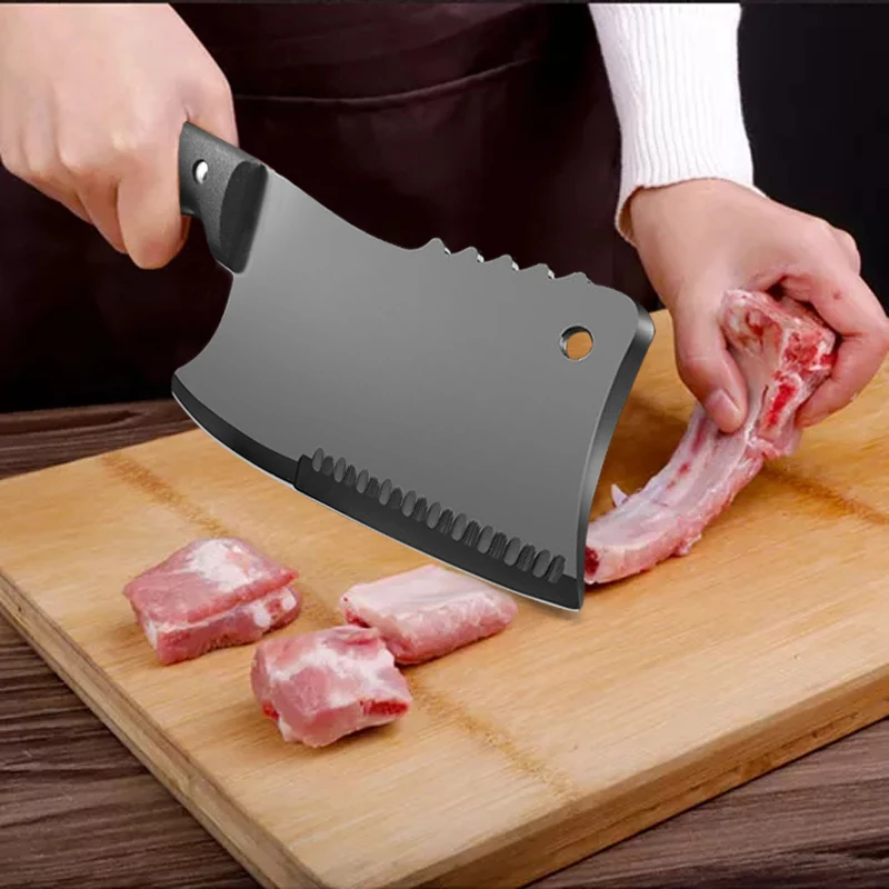 Stainless Steel Butcher Knife Bone Chopping Knife Meat Vegetables Slicing Cleaver High Hardness Kitchen Chef Cutter Tools