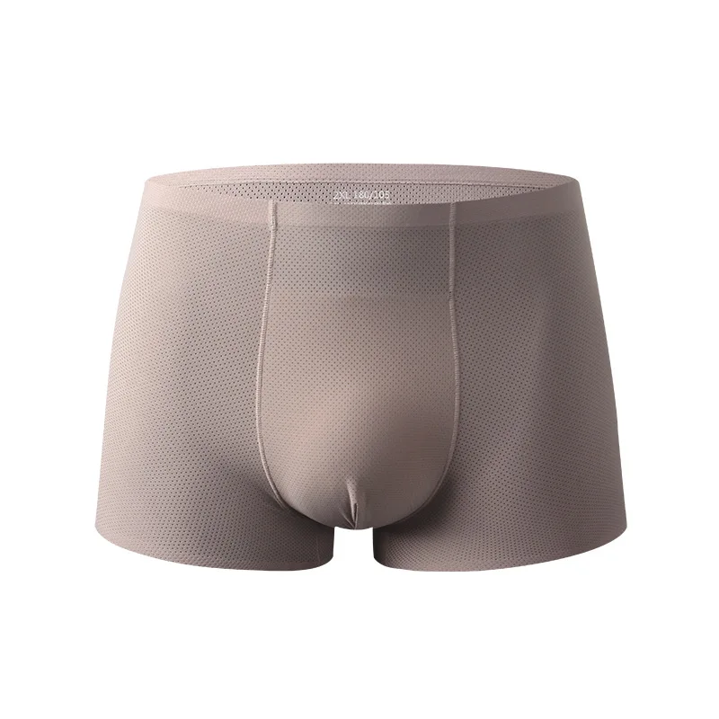 Men's Boxer Ice Silk Seamless Underwear Breathable Mesh Comfort Shorts 3pcs