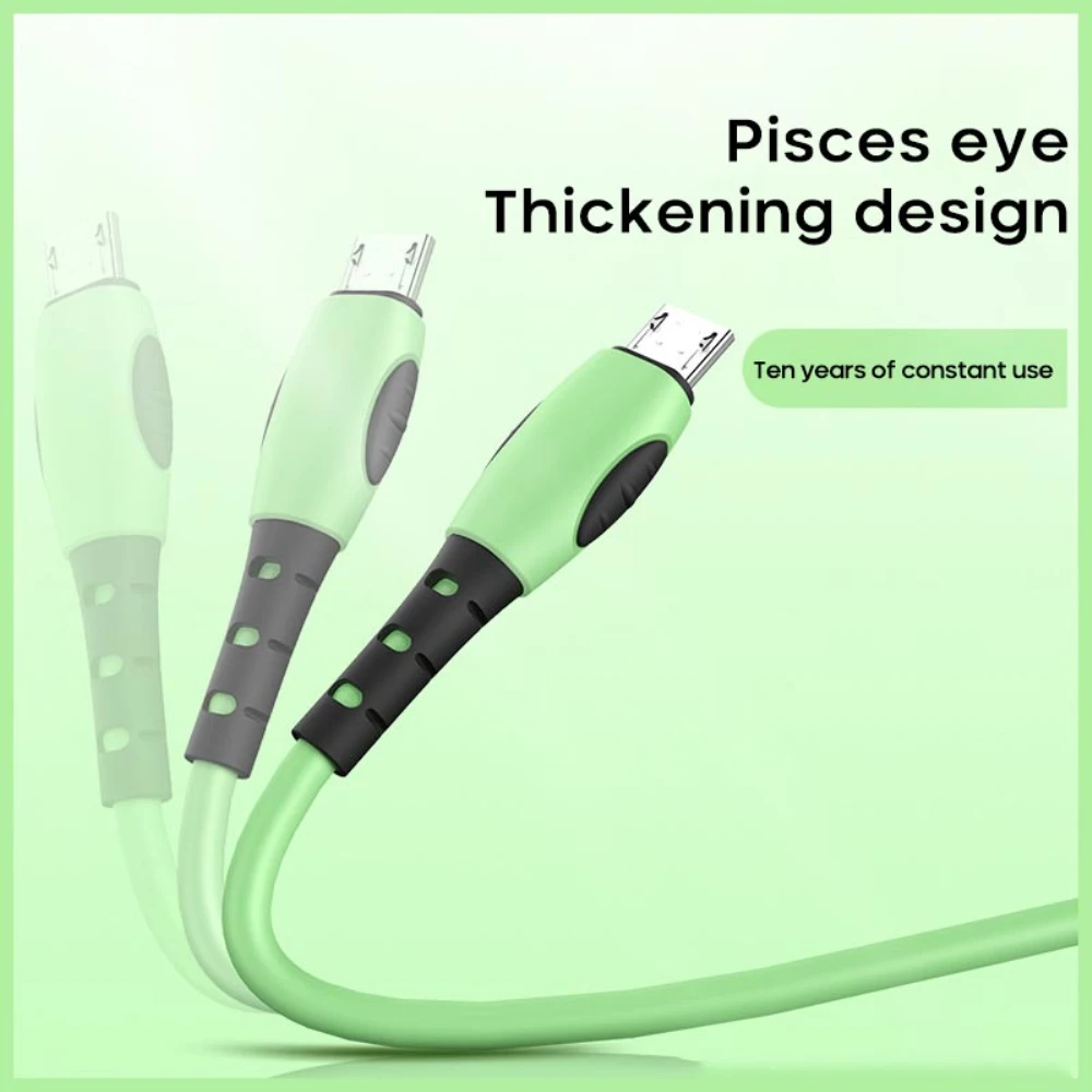 

3A Micro USB Cable Fast Charging Data Cord For Samsung Android Quick Charger Wire Liquid Soft Silicone Flash Charging Cable Adap