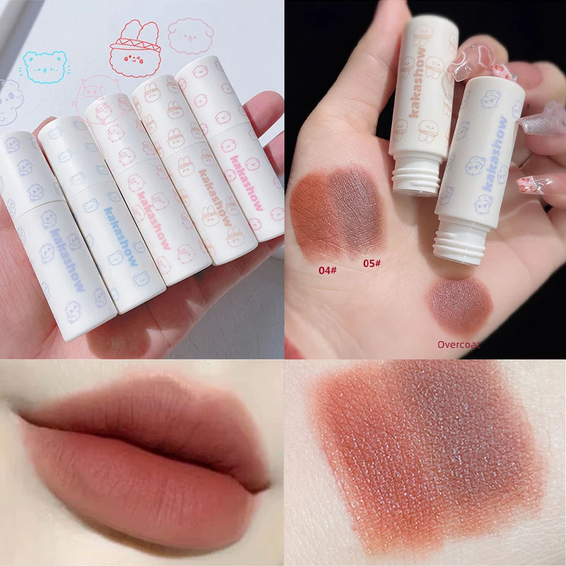 

1pc Kakashow Lipgloss Matte Lipstick Lip Makeup Tint Not Easy To Fade Lip Gloss Nude Red Long Lasting Lipstick Cosmetic 5 Color