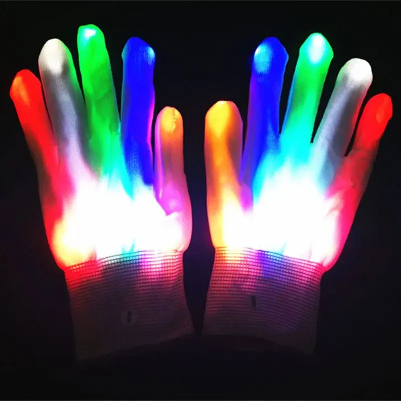 

Luminous Skull Gloves Stage Costume Glowing Flashing Neon Guantes LED Light Gloves Christmas Halloween Costume Supplies Props