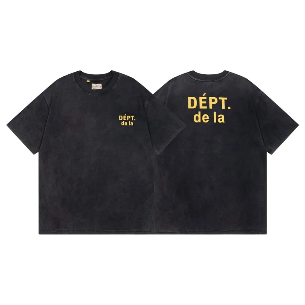 DEPT New Vintage Wash черная футболка Мужская модная брендовая с буквенным принтом GALLERY Logo