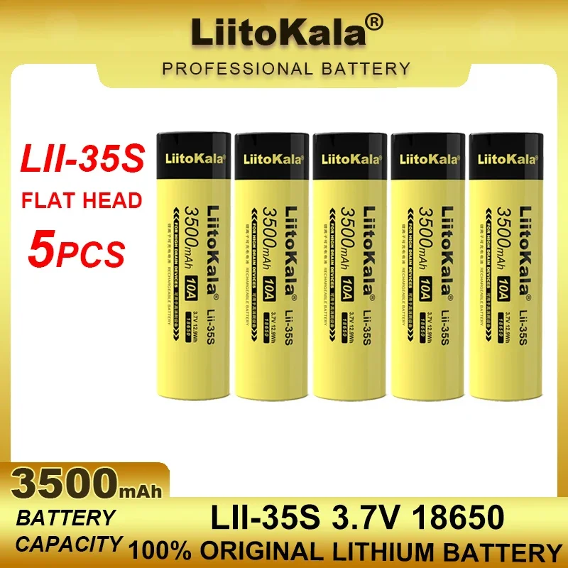 5 шт. LiitoKala Lii-35S 18650 3 7 V Li-Ion 3500mAh 10A разрядная аккумуляторная батарея для фонарика