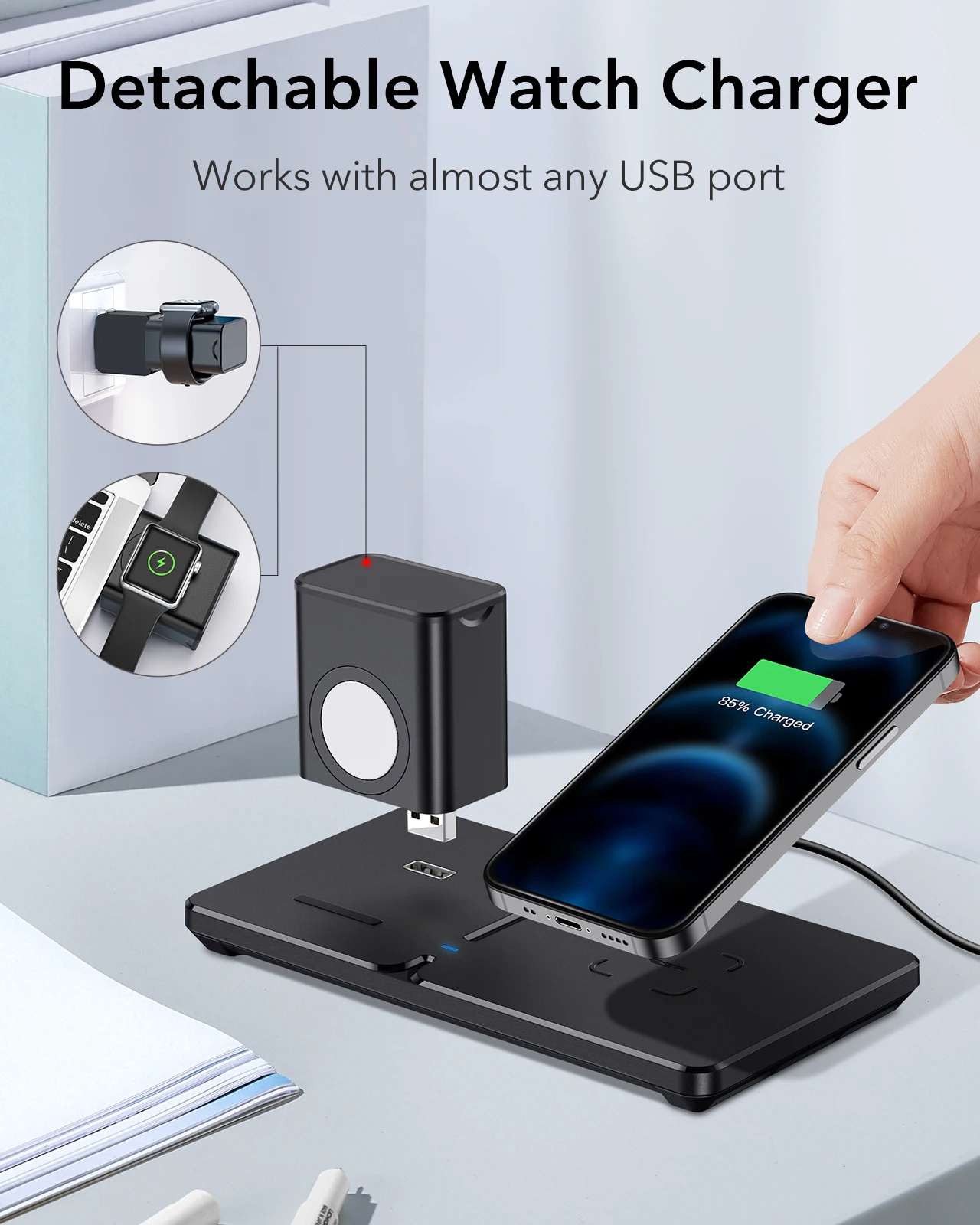 esr wireless charger for iphone 13 12 11 pro max for iwatch 5 4 3 for airpods pro fast charger 2 in 1 wireless charging pad free global shipping