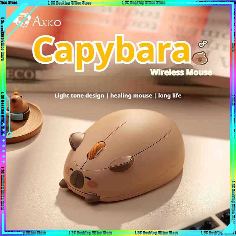 Беспроводная мышь AKKO capyтеперь 2 4g милая мягкая мини-мышь Kawai для девушек офисный