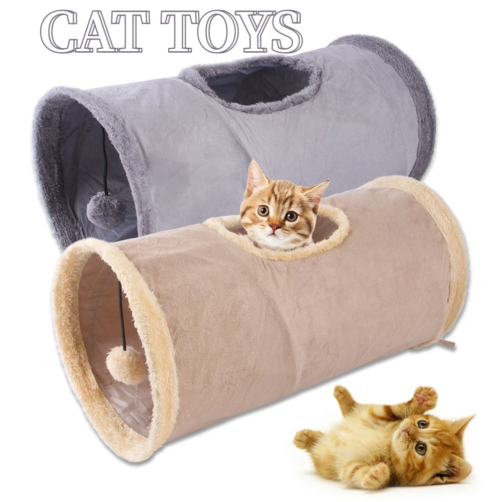 

Pet Cat Tunnel Tube Toy Foldable Suede Fabric Puppy Rabbit Play Chase Hide Tunnel Tube Kitten Boring Pet Hide Toy Ball