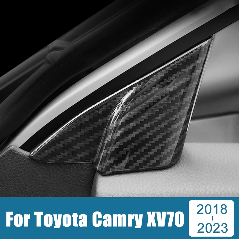 

For Toyota Camry XV70 2018-2021 2022 2023 ABS Carbon Car Inner Front Door Window Triangle A Colum Cover Trim Sticker Accessories