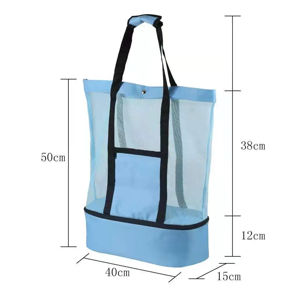 Mesh Beach Tote Bag Swimming Storage Bag With Detachable Beach Cooler MAX Capacity 34L 150lbs Ultra Durable For Family