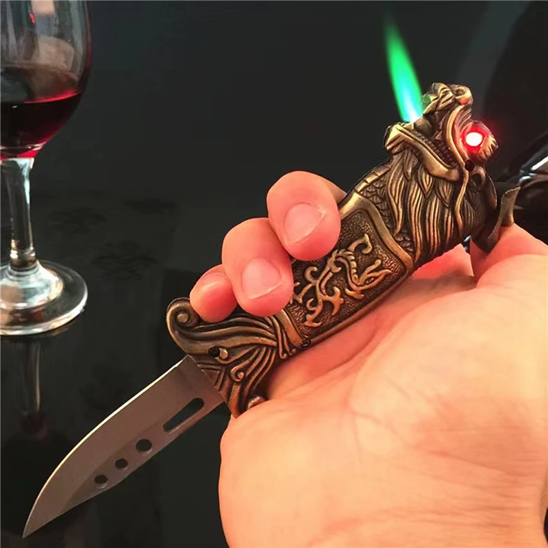 

Torch Turbine Lighter Multifunction Knife Lighter Portable Folding Knife Butane Windproof Field Tool Cigarette Accessories