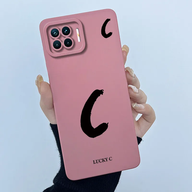 Фото Для OPPO F17 Oppo F17 Pro Чехол Oppo A73 A93 Reno 4F Задняя крышка ТПУ Силиконовый Lucky Initial Letter Пара Телефон Бампер Мягкий чехол №5