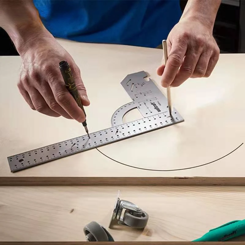

Universal Angle Ruler Woodworking Multifunctional Marking Ruler T-shaped Ruler Square Hole Ruler Scribing Measuring Tools