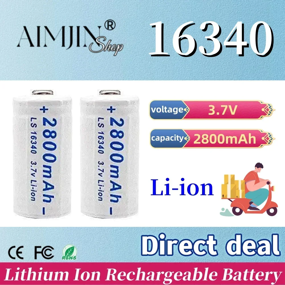 Литий-ионная аккумуляторная батарея 3 7 V CR123A RCR 123 ICR 16340 2800mAh для камеры