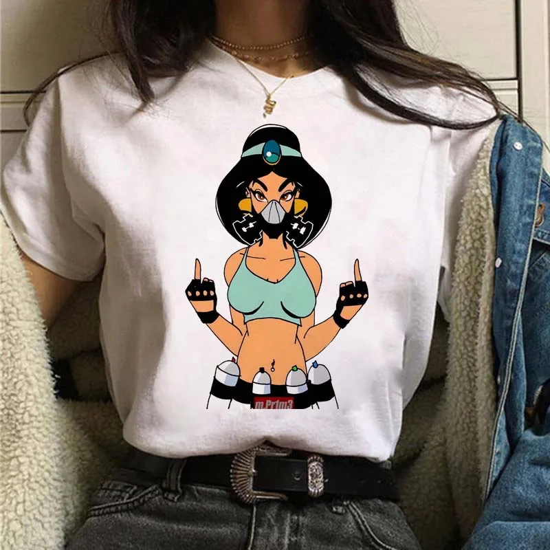 

Hot Sales Disney Women T-shirts Princess Jasmine Funny Printed T Shirt Punk Trend Tops Fashion Cool Clothes Female Tees Dropship