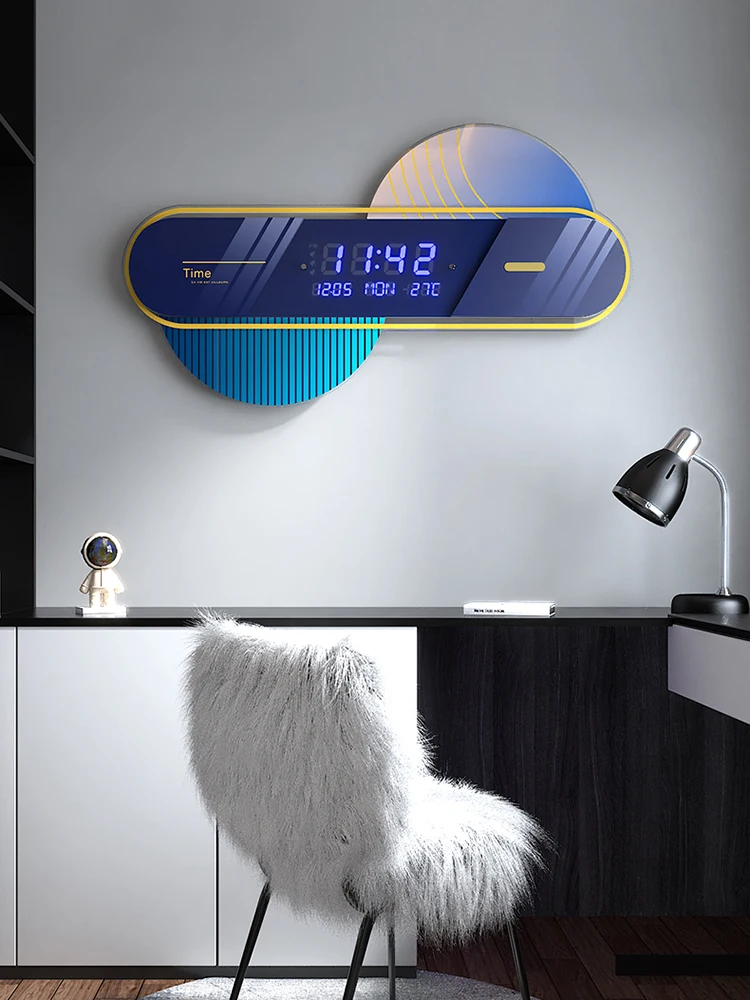 

Smart Battery Wall Clock Acrylic Digital Classic Office Wall Clock Blue Modern Decoracion Salon Casa Room Decorations Zegar