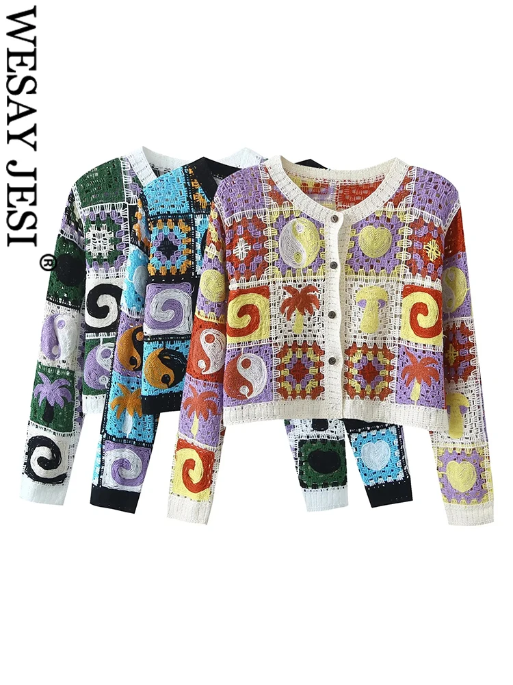 

WESAY JESI модный элегантный шикарный свитер кардиган с круглым вырезом однобортный Простроченный трендовый Топ Пальто Женская весенняя одежд...