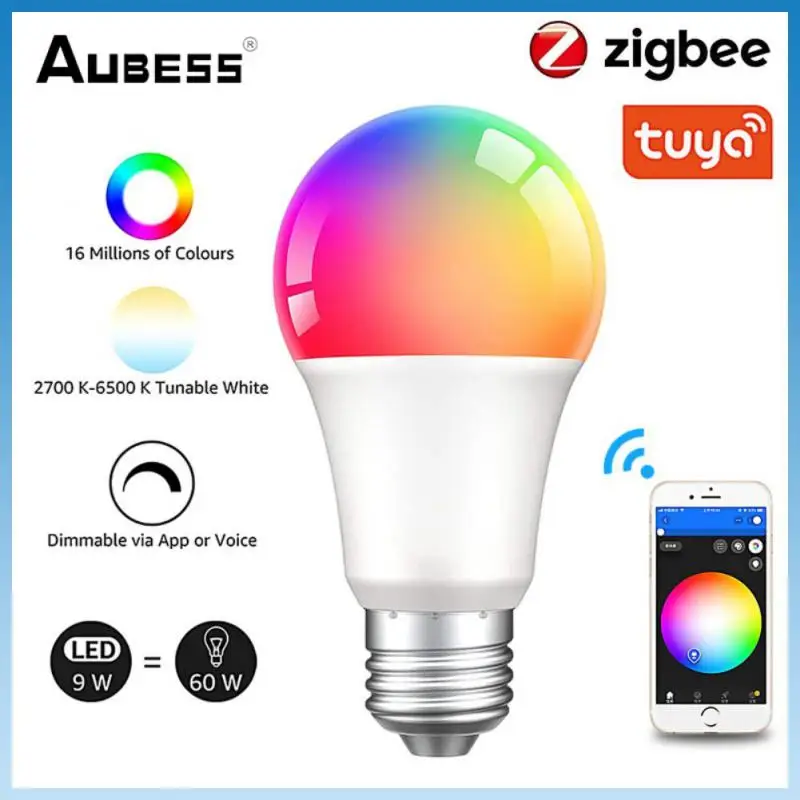 

Светодиодная лампа Zigbee Tuya E27 для умного дома, лампа с голосовым управлением и таймером, с регулируемой яркостью, с поддержкой Alexa и Google Home, 12 В...