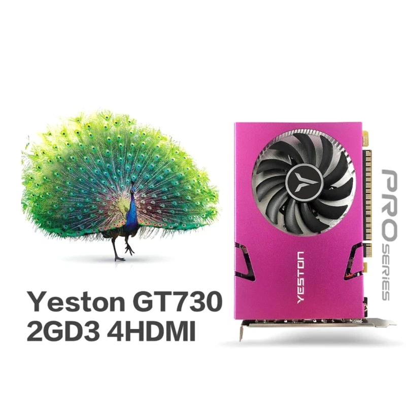 

R2LB GT730-2G 4-Screen Graphics Card 2G/128bit/DDR3 Memory Support Split Screen 10bit Color Depth with 4 High Definition Port