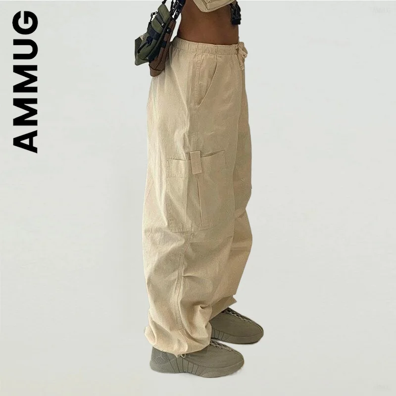 

Ammug Fashion Women Trousers Hip Pockets Low Waist Y2k Cargo Pants Elastic Casual Sweatpants Slim Pants Quality Female Mujer