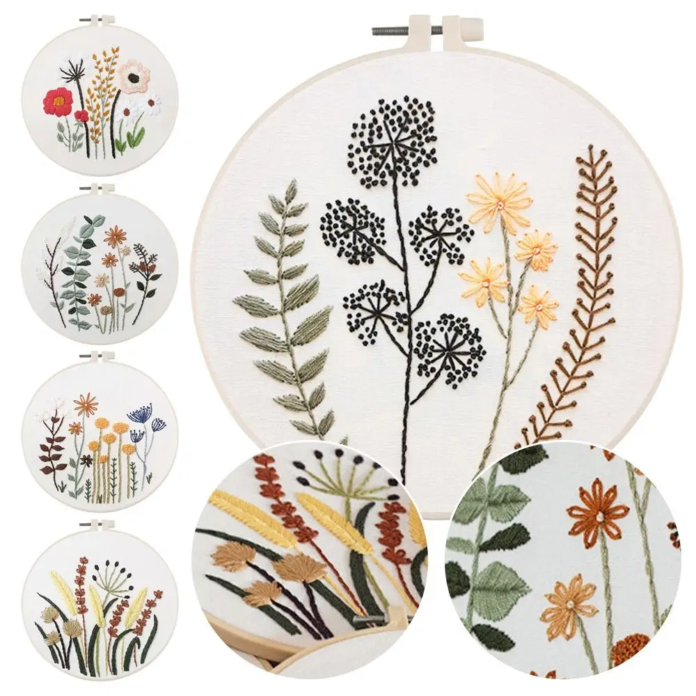

Игла ручной работы с орнаментом, Набор для вышивки крестиком с цветочным узором, обруч для вышивки