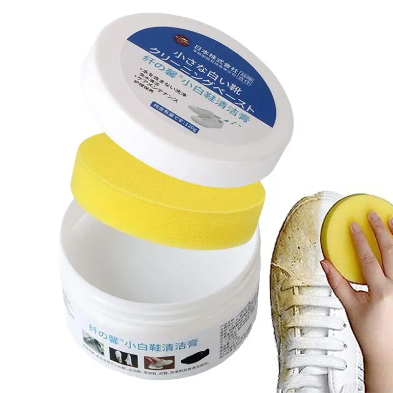 

120g White Shoe Cleaning Cream Multifunctional Shoe Cleaner Household Sports Shoes Canvas Cleaner Cleaning Tools With Wipe Spong