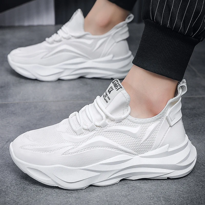 Casual Sports Sneakers for Men 2023 New Original Summer Breathable Running Shoes Male White Black Fashion Footwear Free Shipping