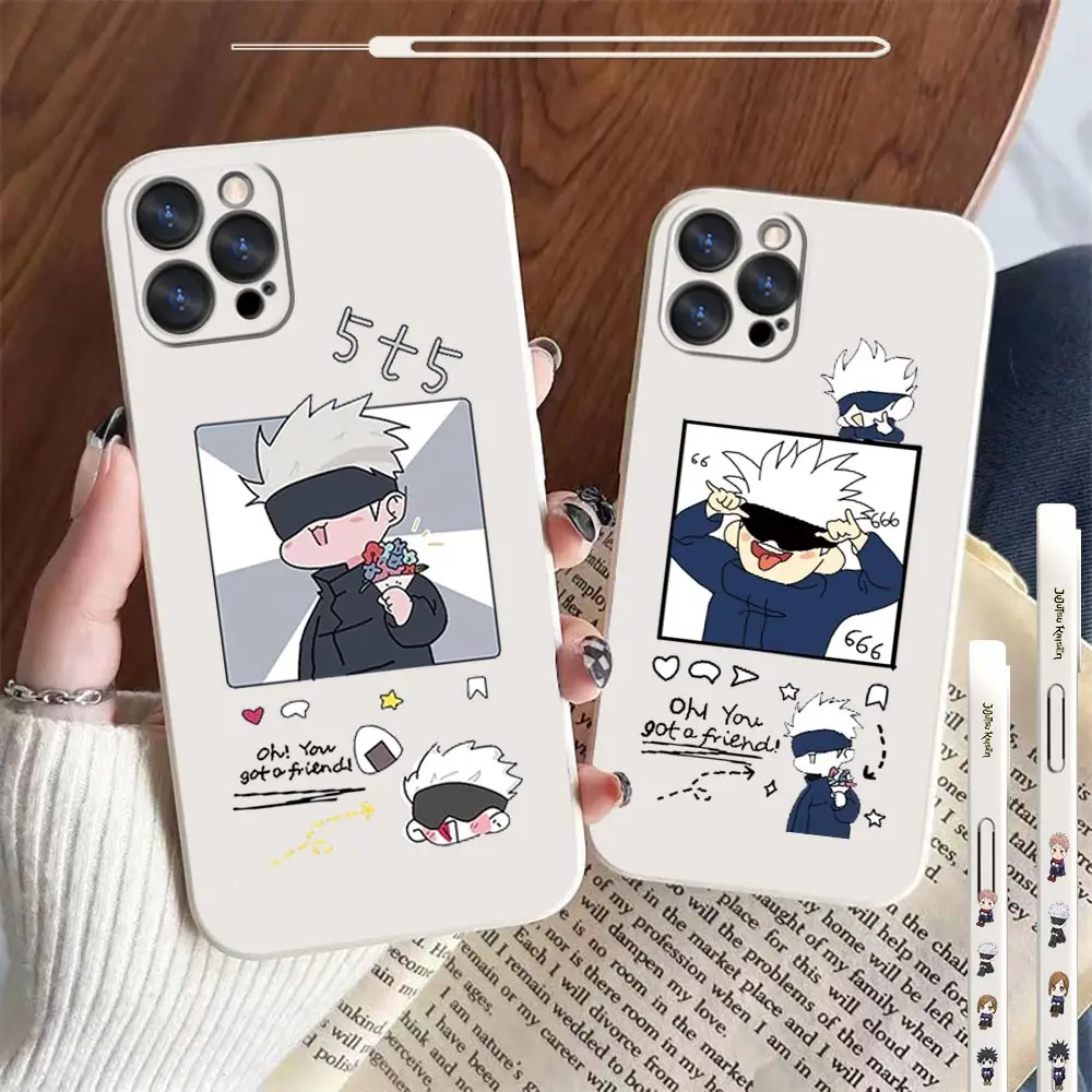 

Jujutsu Kaisen Gojo Satoru Phone Case For Apple iPhone 14 13 12 11 Pro Max Mini X XS XR SE 7 8 Plus Liquid Silicone Rope Cover